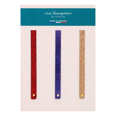 Cuirs Manchette Rouge, Bleu & Beige Doré, 8 mm - Les Georgettes