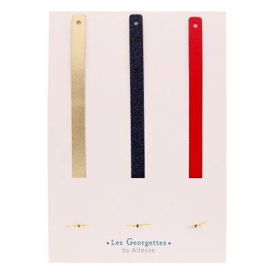 Cuirs Manchette Rouge, Bleu & Beige Doré, 8 mm - Les Georgettes
