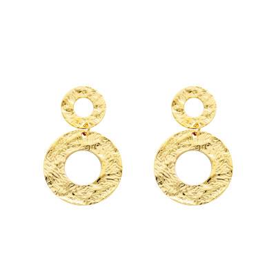 Boucles d'Oreilles Cercles Ajourés en Acier Doré - Emanessence