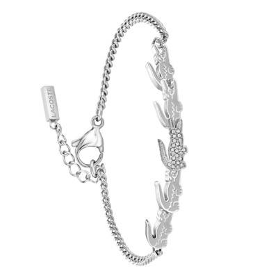 Bracelet Crocodile en Acier Inoxydable Gris & Cristaux, Longueur de 17 cm - 2040509 - Lacoste