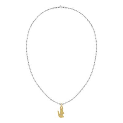 Gray Stainless Steel Gold Crocodile Necklace, 19 cm - 2040551 - Lacoste