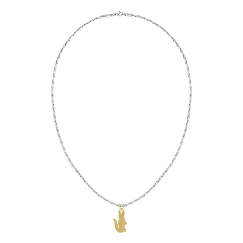 Gray Stainless Steel Gold Crocodile Necklace, 19 cm - 2040551 - Lacoste