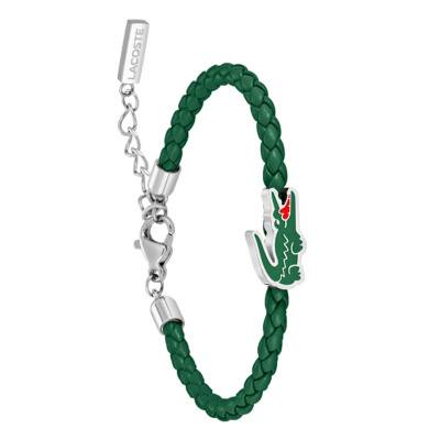 Bracelet Cutie Croc en Acier Inoxydable & Cuir Vert, Longueur de 14,5 cm - 2040532 - Lacoste