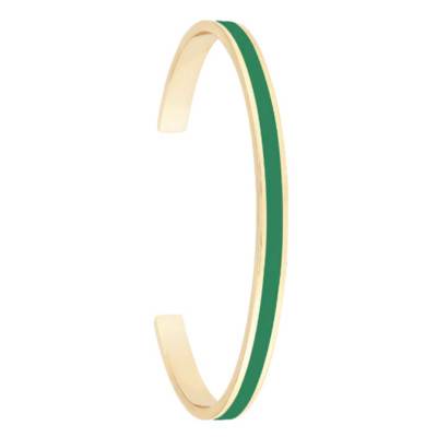 Bracelet Jonc Ouvert Vert Bosphorus & Doré, Diamètre 60,00 mm, Largeur 4,00 mm - Bangle-up