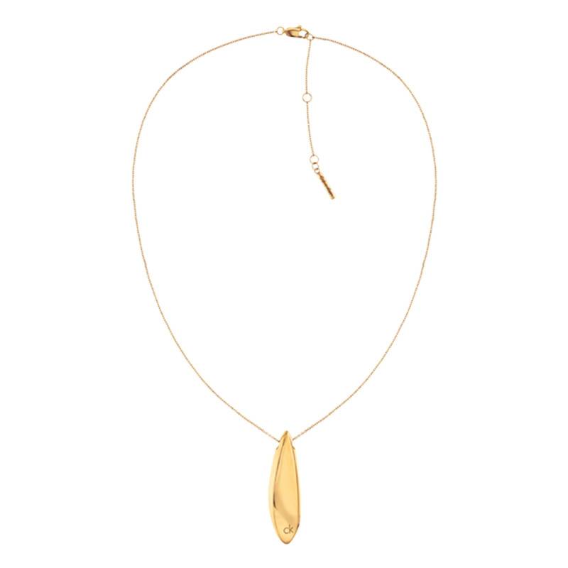 Sculpted Gold-Toned Steel Necklace, Length 45.70 cm to 50 cm - 35000814 - Calvin Klein