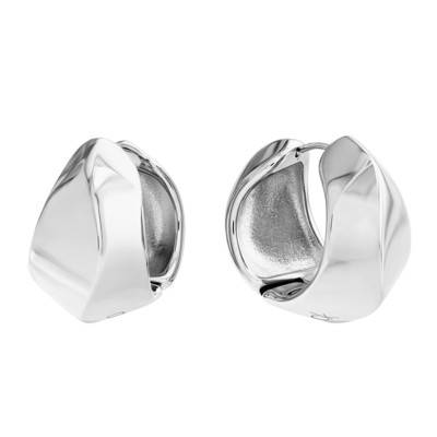 Gray Steel Sculpted Hoop Earrings - 35000819 - Calvin Klein