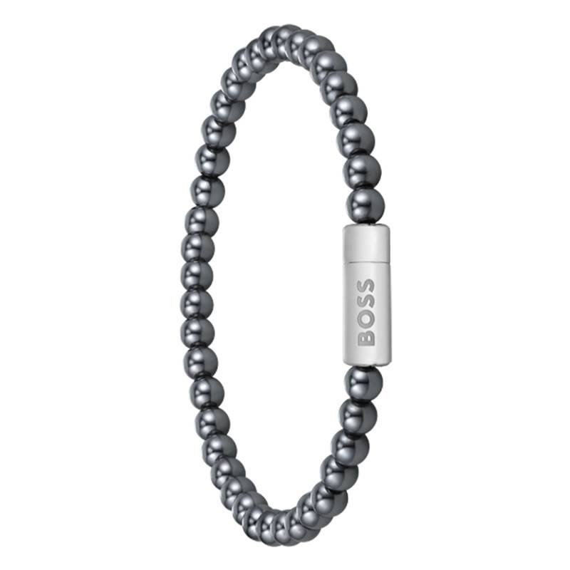 Grey Hematite Steel Sphere Beads Bracelet, Length 19 cm - 1580790M - Boss