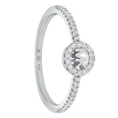 Kors MK 925 Silver Rhodium-Plated & White Stones Ring - Michael Kors