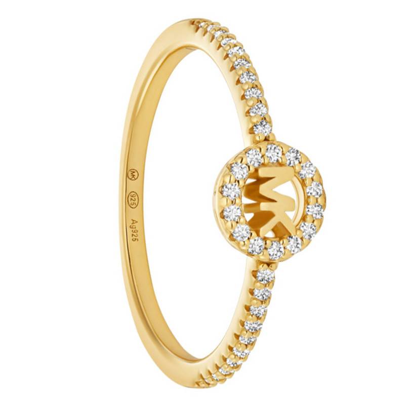 Kors MK 925 Silver Yellow 585 Gold-Plated & White Stones Ring - Michael Kors