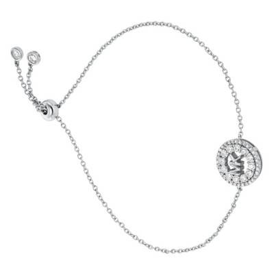 925 Silver Rhodium-Plated & Crystal Kors MK Bracelet, Adjustable Length - Michael Kors
