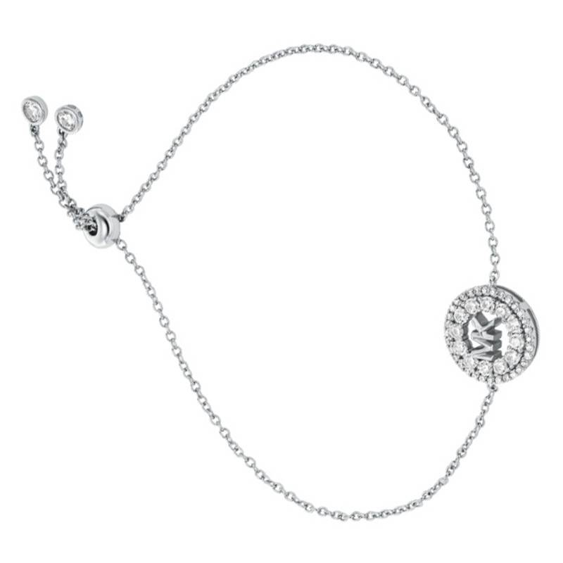 925 Silver Rhodium-Plated & Crystal Kors MK Bracelet, Adjustable Length - Michael Kors