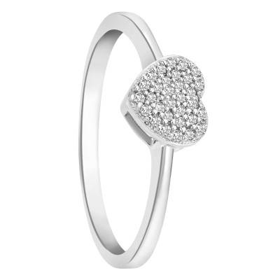 Bague Coeur en Or Blanc 375 & Diamants 0,10 ct - Emanessence