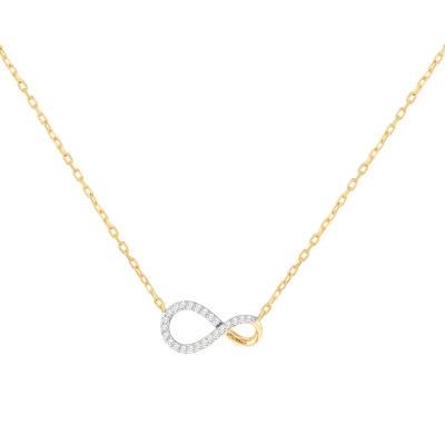 Collier Infini en Or Jaune 375 & Diamants 0,10 ct, Longueur de 41 à 46 cm - Emanessence