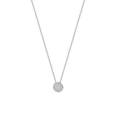 Collier Rond en Or Blanc 375 & Diamants 0,05 ct, Longueur de 46 cm - Emanessence