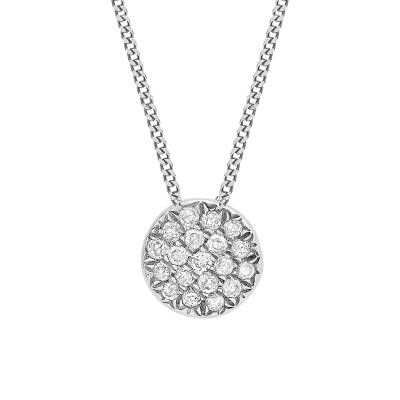 Collier Rond en Or Blanc 375 & Diamants 0,05 ct, Longueur de 46 cm - Emanessence