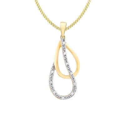 Collier Gouttes en Or 375 & Diamants 0,03 ct, Longueur de 46 cm - Emanessence