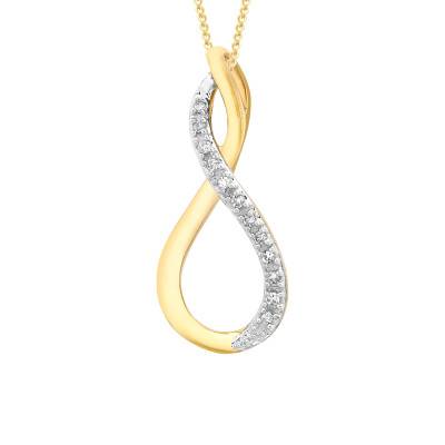 Collier Huit en Or Jaune 375 & Diamants 0,03 ct, Longueur de 46 cm - Emanessence