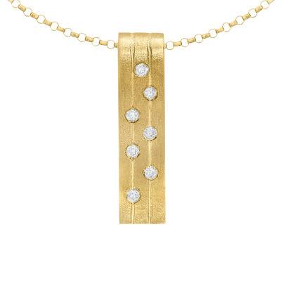 Collier Bar en Or Jaune 375 & Diamants 0,07 ct, Longueur de 46 cm - Emanessence