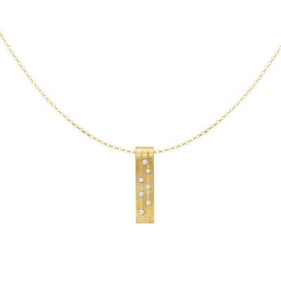 Collier Bar en Or Jaune 375 & Diamants 0,07 ct, Longueur de 46 cm - Emanessence