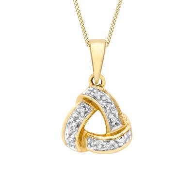 Pendentif Noeud en Or Jaune 375 & Diamants 0,05 ct - Emanessence