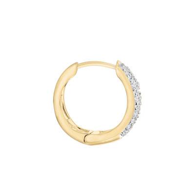 1 375/1000 Yellow Gold & Diamond 0.05 ct Hoop Earring, 12 mm Diameter - Emanessence
