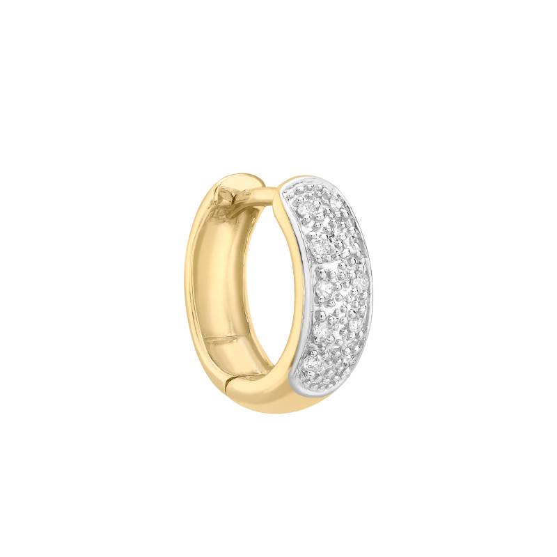 1 375/1000 Yellow Gold & Diamond 0.05 ct Hoop Earring, 12 mm Diameter - Emanessence