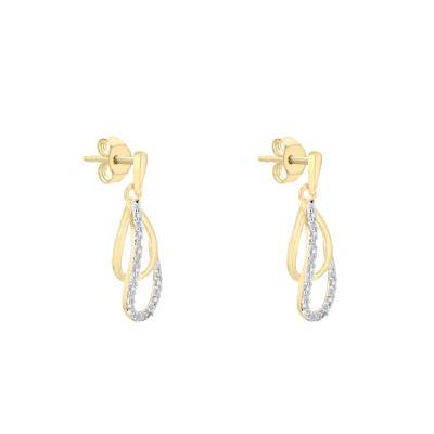 Boucles d'Oreilles Gouttes en Or Jaune 375 & Diamants 0,06 ct - Emanessence