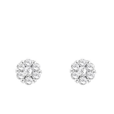 Boucles d'Oreilles Rondes en Or Blanc 375 & Diamants 1,00ct - Emanessence