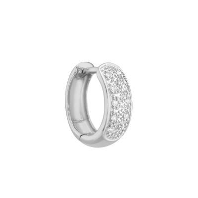 Créole Unique en Or Blanc 375 & Diamants 0,05 ct, Diamètre 12 mm - Emanessence