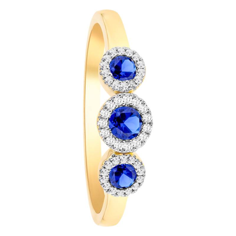 375/1000 Yellow Gold Trinité engagement ring with Diamonds & Lab-Grown Sapphires - Aurora
