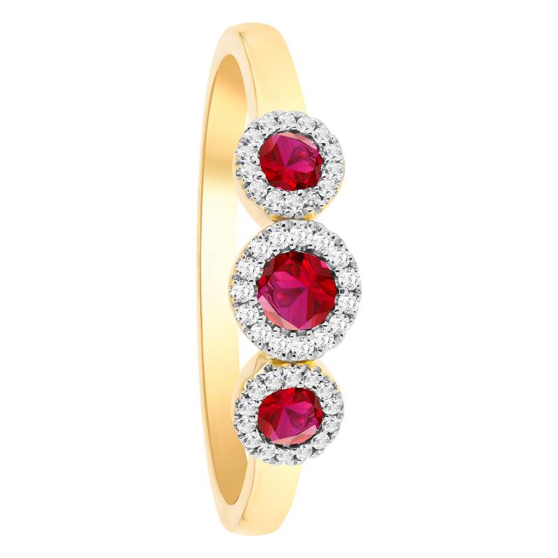 375/1000 Yellow Gold Trinité Engagement Ring with Lab-Grown Diamonds and Rubies - Aurora