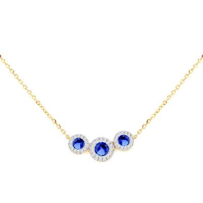 Collier Trinité en Or Jaune 375, Diamants et Saphirs de Synthèse - Aurora