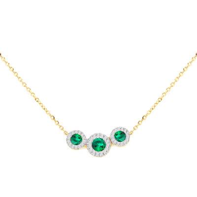 Collier Trinité en Or Jaune 375, Diamants et Emeraudes de Synthèse - Aurora