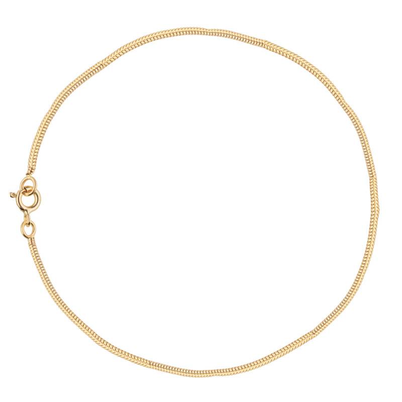 750 Yellow Gold Serpentine Chain Bracelet, Length 19 cm, Width 0.80 mm to 1.90 mm - Manillon