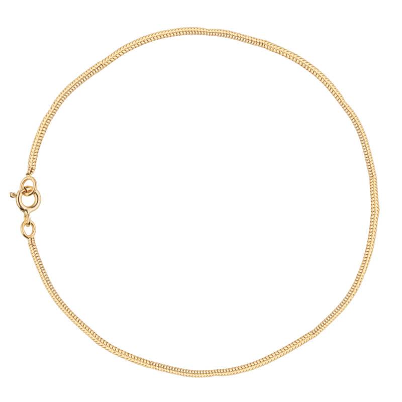 750 Yellow Gold Serpentine Chain Bracelet, Length 17 cm, Width 1.40 mm to 1.90 mm - Manillon