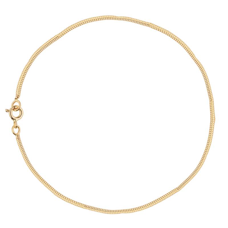 750 Yellow Gold Serpentine Chain Bracelet, Length 18 cm, Width 0.80 mm to 1.90 mm - Manillon