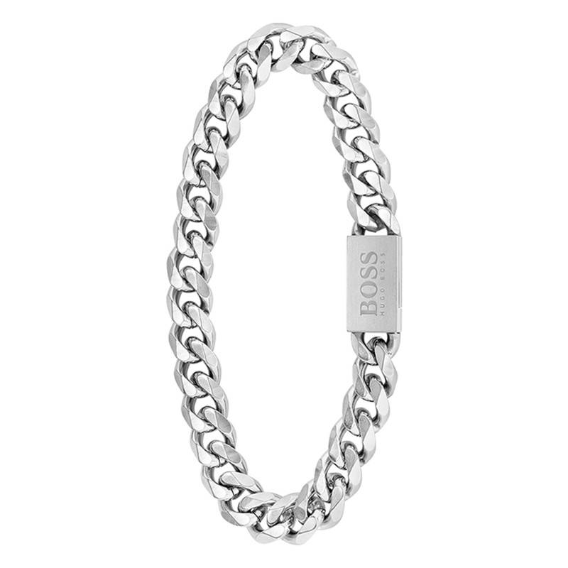 Steel Chain Link Bracelet, Length 17.50 cm - 1580144S - Boss