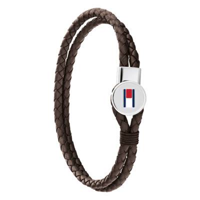 Brown Leather Steel and Leather Bruce Leather Bracelet, 17.50 cm Length - 2790655S - Tommy Hilfiger