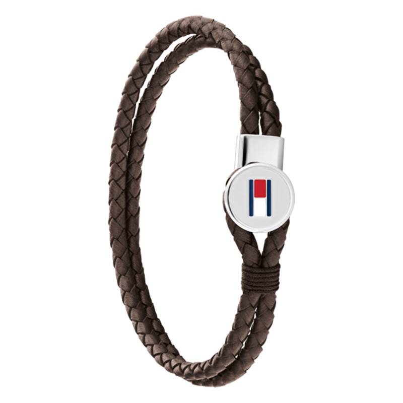 Brown Leather Steel and Leather Bruce Leather Bracelet, 17.50 cm Length - 2790655S - Tommy Hilfiger