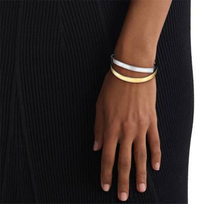 Two-Tone Steel Elliptical Bangle Bracelet, Diameter 70 mm - 35000852 - Calvin Klein