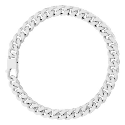 Bracelet Maille Gourmette Argent 925, Longueur 18 à 21 cm, Largeur 6 mm - Manillon