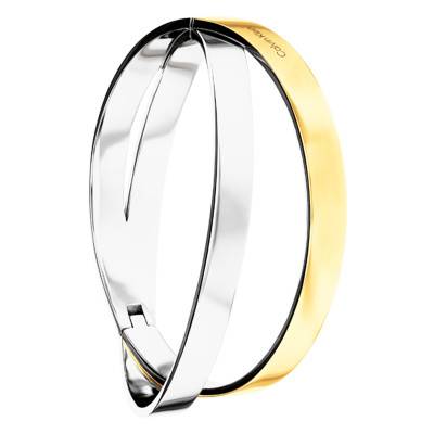 Two-Tone Steel Elliptical Bangle Bracelet, Diameter 70 mm - 35000852 - Calvin Klein
