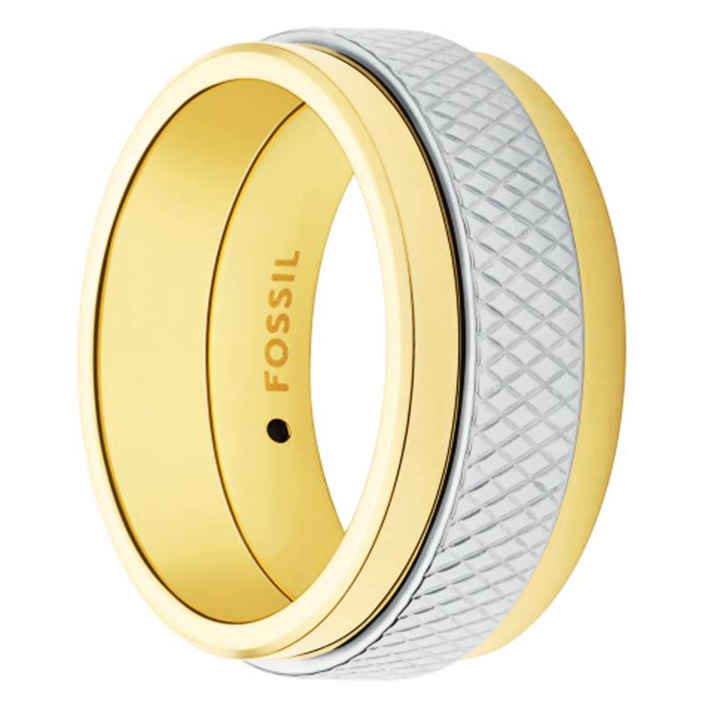 Knox Gray and Gold-Tone Steel Diamond Pattern Ring - JF04917998 - Fossil
