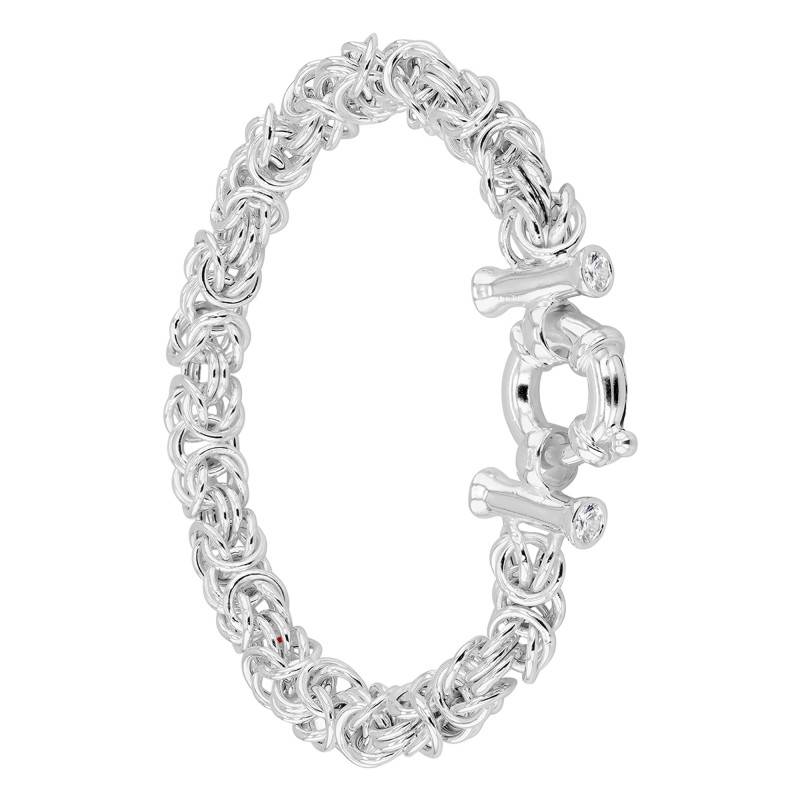 925 Silver Byzantine Chain Bracelet with Stones, Length 20 cm, Width 9 mm - Manillon