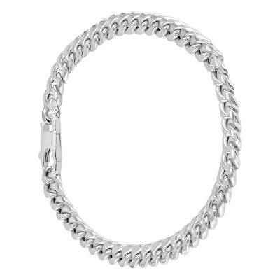 Round 925 Silver Cuban Bracelet, Length 20 cm, Width 6.75 mm - Manillon