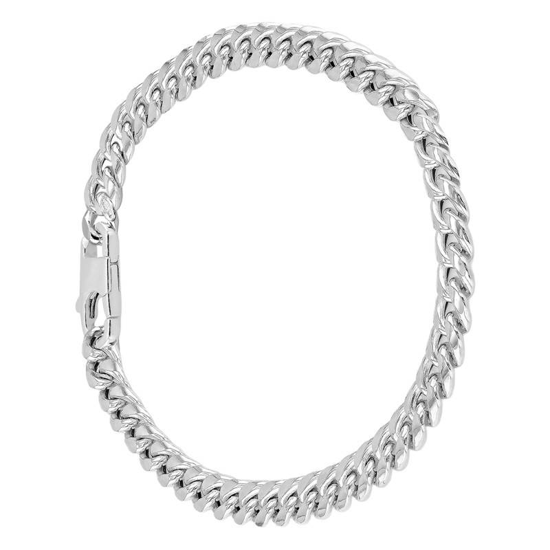 Round 925 Silver Cuban Bracelet, Length 20 cm, Width 6.75 mm - Manillon