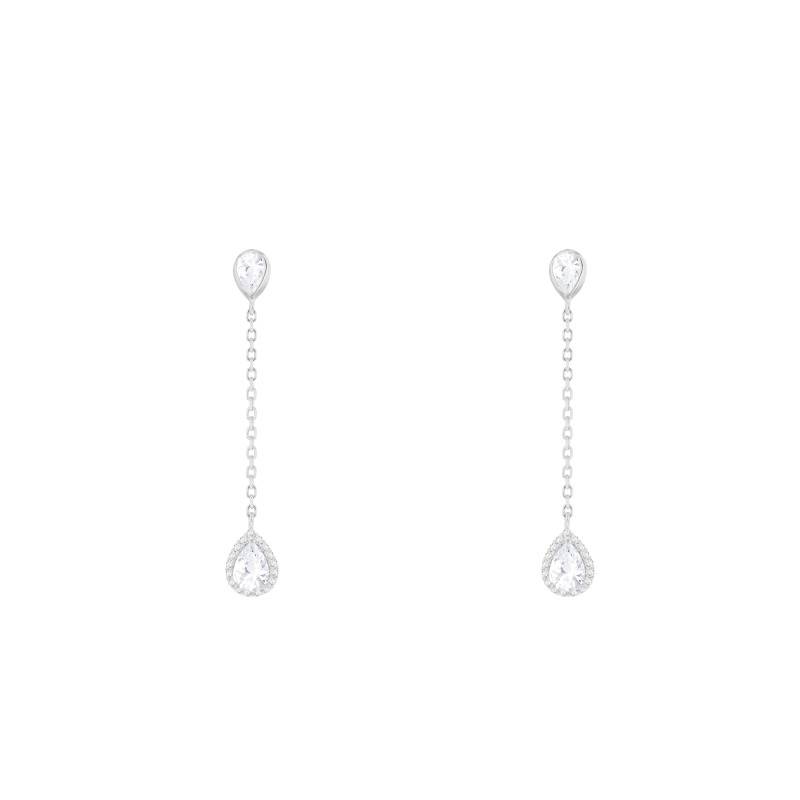 925 Rhodium-Plated Silver Drop Earrings & Stones - Emanessence