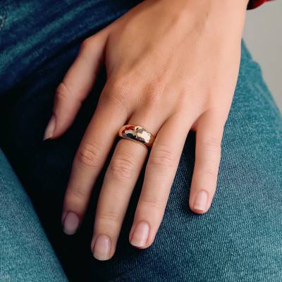 Bague Martelée en Plaqué Or Jaune - Emanessence
