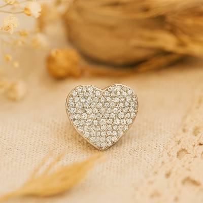 Pendentif Coeur en Or Blanc 375 & Diamants 0,10 ct - Emanessence
