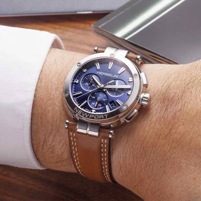 Newport Chrono Watch 37658AP15GD - Herbelin